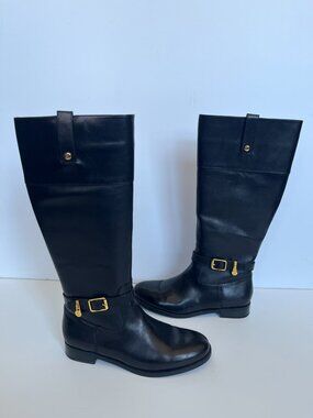 Ralph Lauren Black Leather Boots New in Box Size 6.5